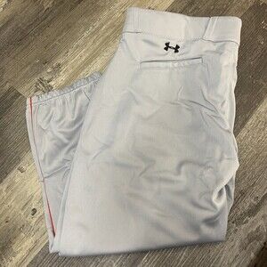Under Armour Authentic Graphite Gray Red Strip Mens Adult Sz XXL Baseball Pants